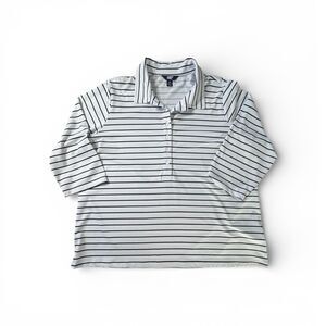 Land’s End women's UPF 50 polo Rash Guard black-and-white swim shirt size 2X